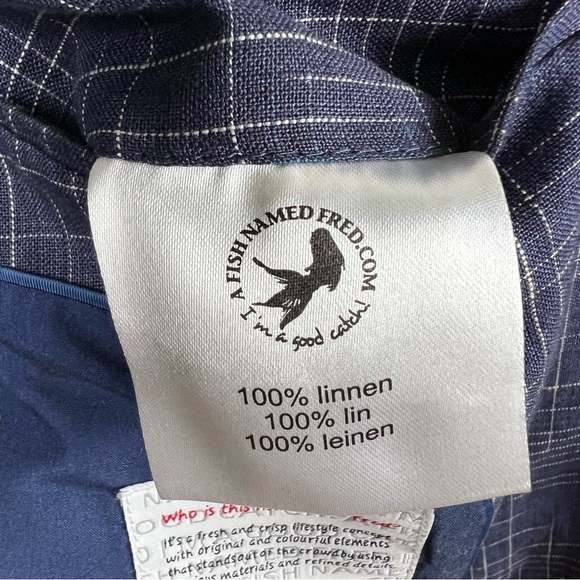 A Fish Named Fred Linen Blazer Jacket Size 40 - Picture 10 of 10